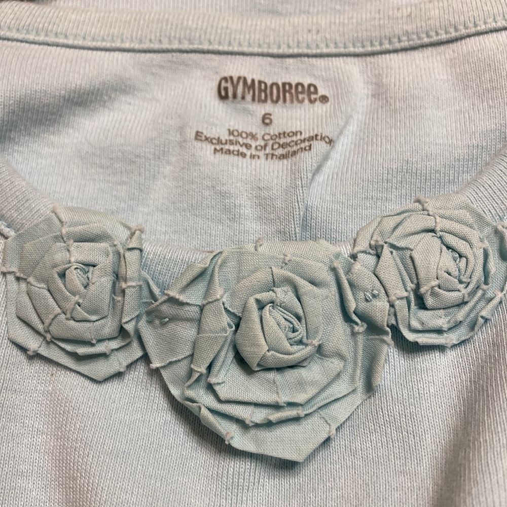 Gymboree Light Blue Short Sleeve Tee with Floral Accents